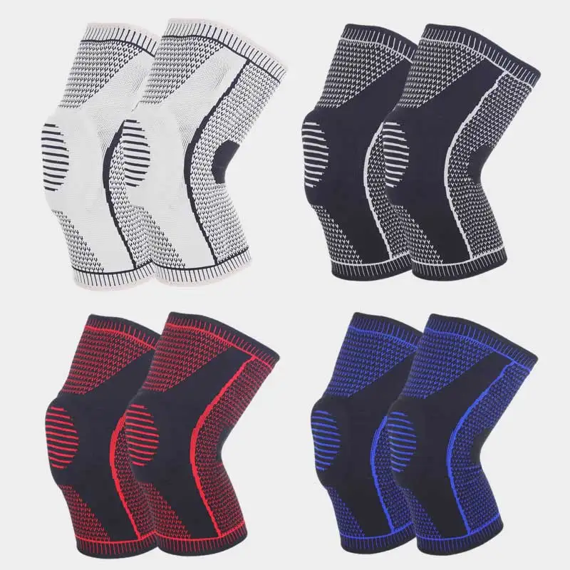 Professional Compression Knee Brace Support Protector Sport Kneepads Silicone Knee Pads for Basketball Football Meniscus Tear