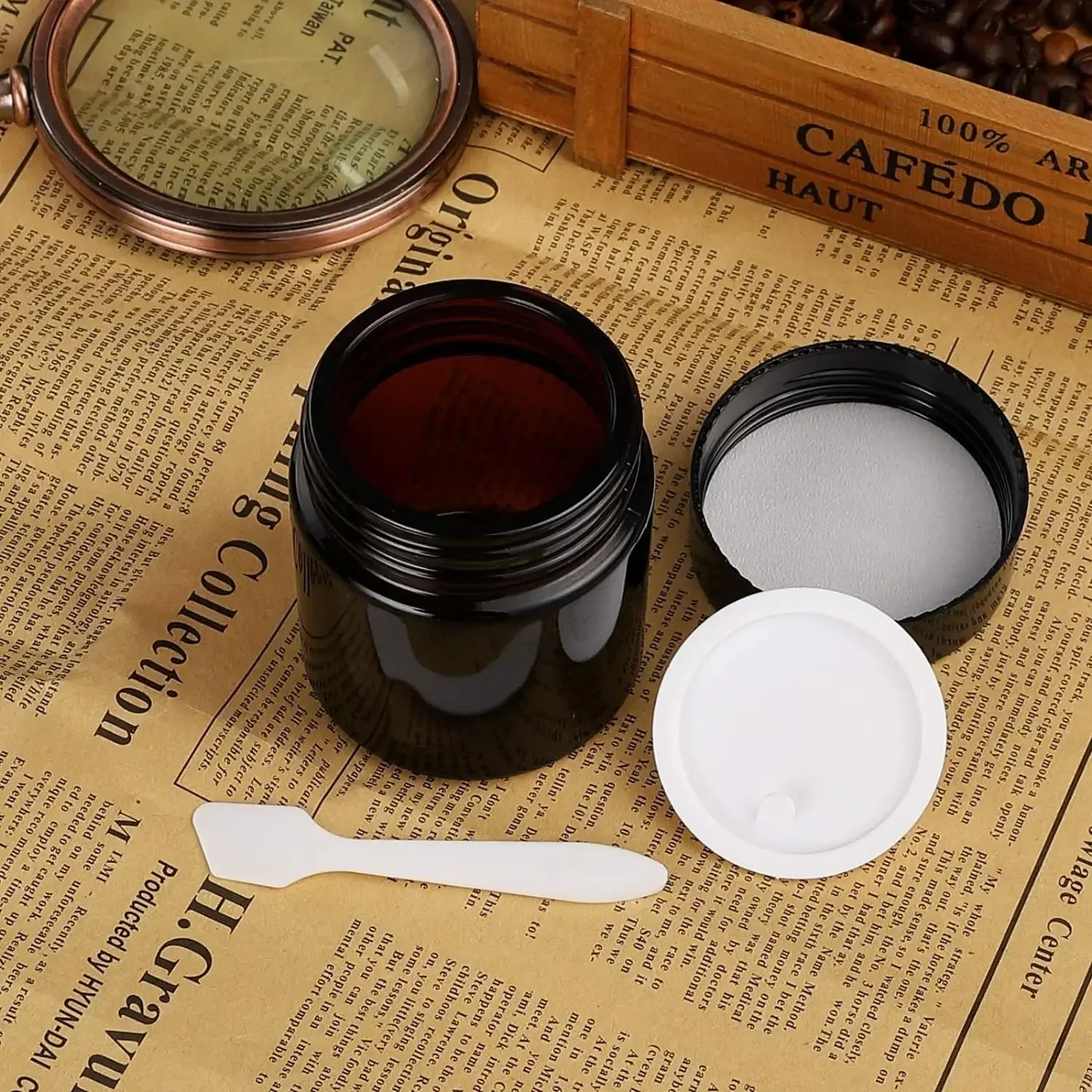 2pcs 5g-50g Amber Brown Glass Cosmetic Jar Face Cream Bottles Portable Travel Face Cream Cosmetic Container Accessories