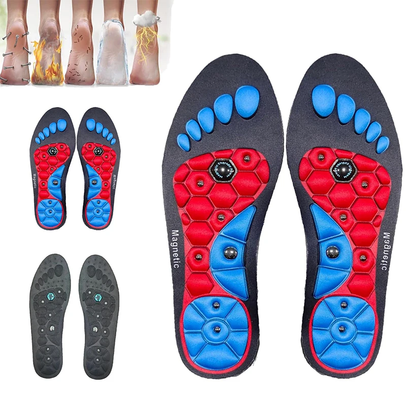 1Pair Acupressure Foot Insoles For Men Women Orthopedic Gel Magnetic Shoe Inserts Magnet Technology Support Insole