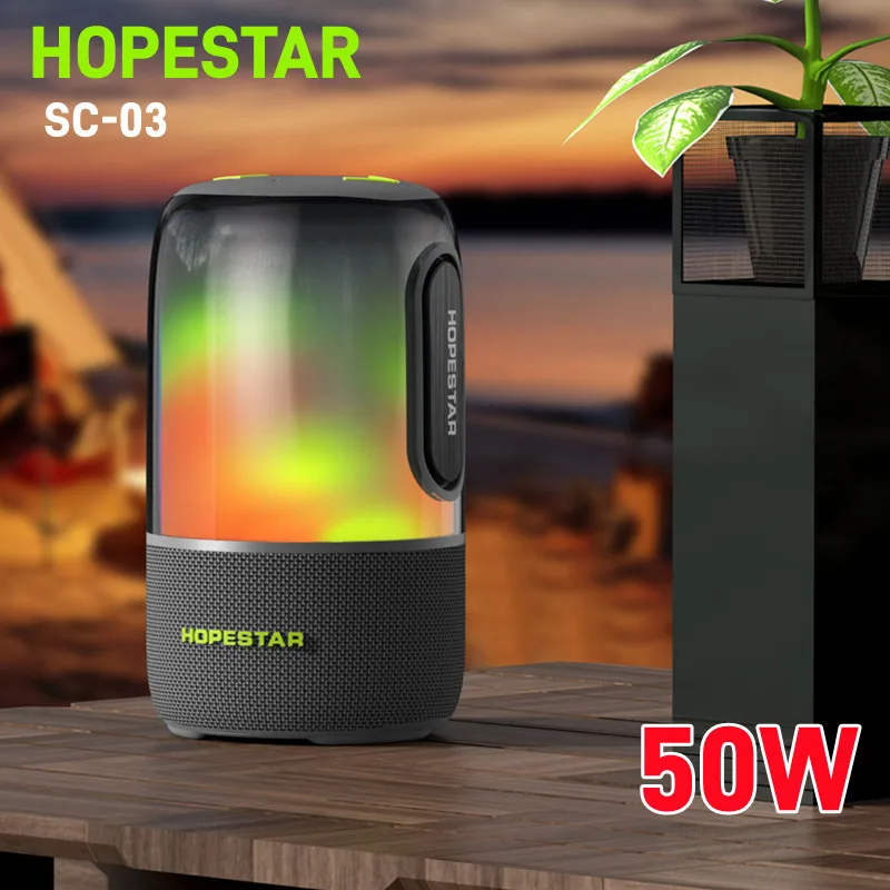 

Wireless Bluetooth Speaker Pulse LED Flash Light IPX6 Waterproof Audio Outdoor Party Soundbox 360 Stereo Surround HOPESTAR SC-03