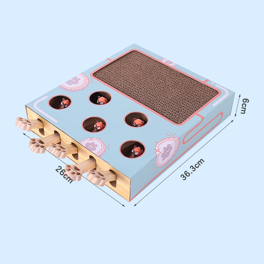 Funny Cat Stick Cat Toy Chase Hunt Mouse With Scratcher Cat Game Box 3 in 1 Maze Interactive Educational Cat Hit Gophers