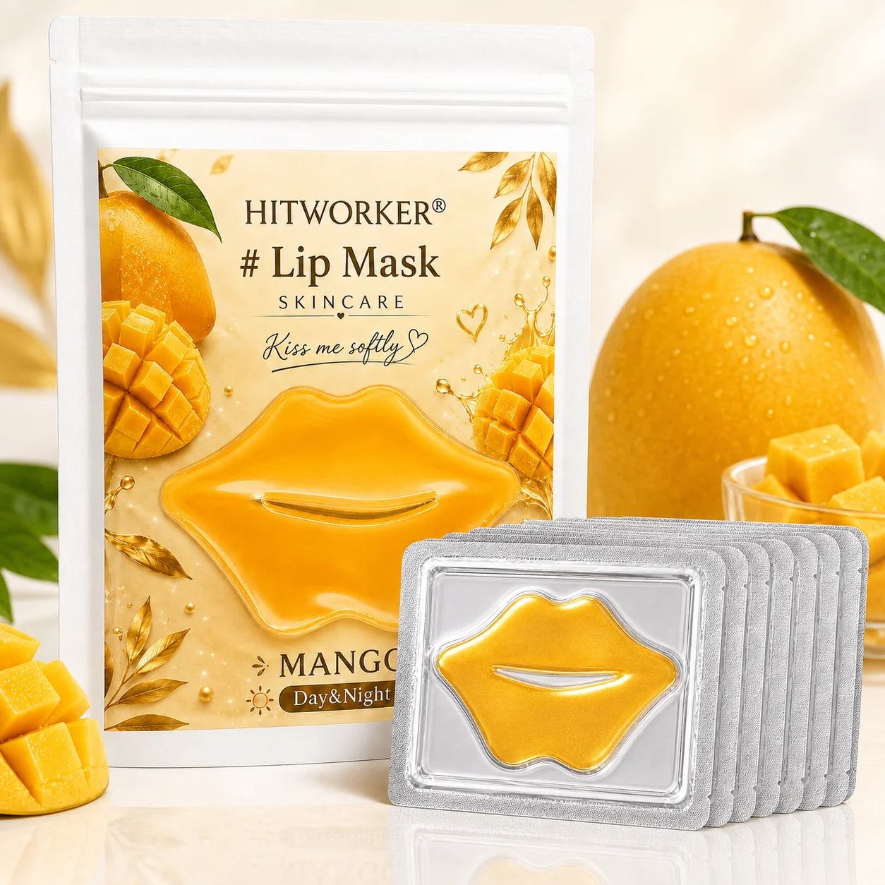 Skincare Routine - 10 stuks mango lipverzorgingsmaskers, zachte lipverzorgingspleisters
