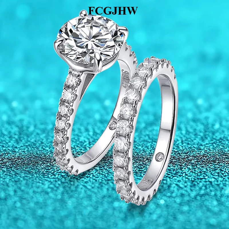 FCGJHW FCGJHW 18k Plated 0.6-4.2CT All Moissanite Rings for Women Sparkly Wedding Diamond Band 100% S925 Sterling Silver Jewelry 2026 - Aliexpress Deal