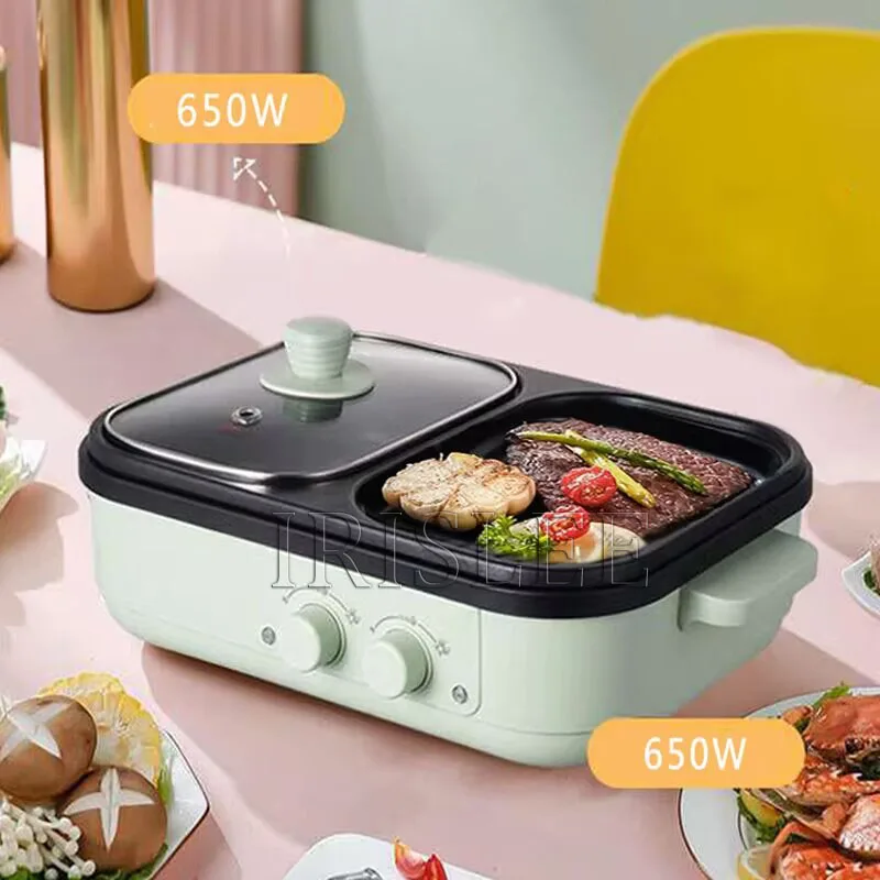 2 In 1 Cooking Electric Multi Cooker Roast Stew Non-Stick Shabu Pot And Griddle Multi Cookers Bbq Grill Fryer Pan Saucepan