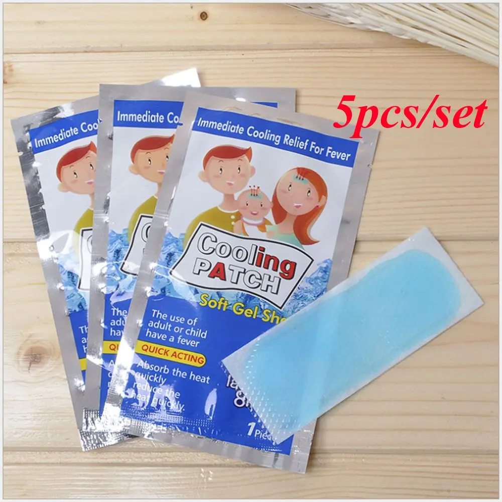 

5bags Hydrogel Lower Temperature Plaster Baby Heat Cooling Sheets Fever Down Headache Pad Cooling Patches