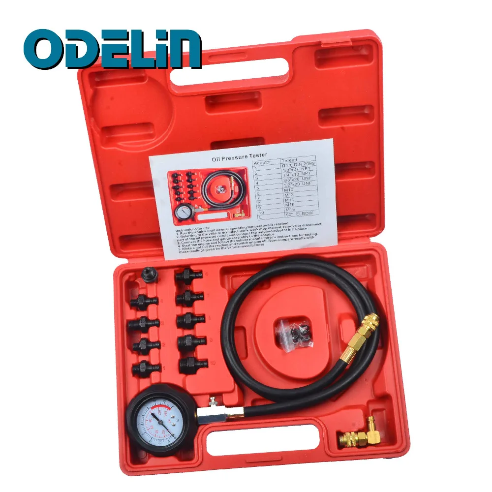 Engine Oil Pressure Test Kit Tester Low Oil Warning Devices Car Garage Tool