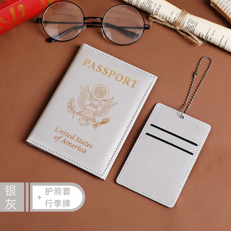 Fashion Passport Cover USA Travel Wallet Document Orginizer Card Holder Pu Case for Pasports Luggage Tags