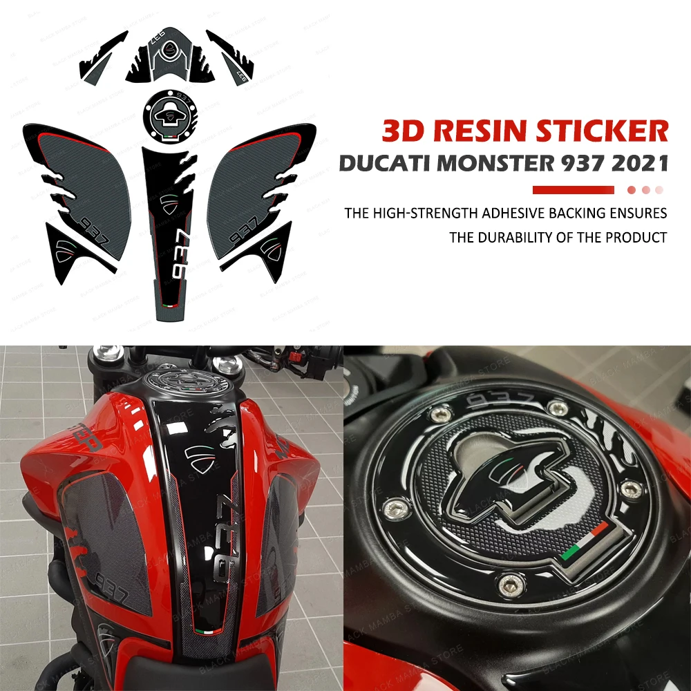 

For DUCATI MONSTER 937 2021 Motorcycle Accessories 3D Epoxy Resin Tank Pad Protection Sticker
