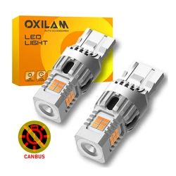 OXILAM 2Pcs W21W WY21W LED Canbus No Hyper Flash T20 7440 LED No Error Car Turn Signal Light Bulb Amber 3020 SMD Auto Lamp 12V