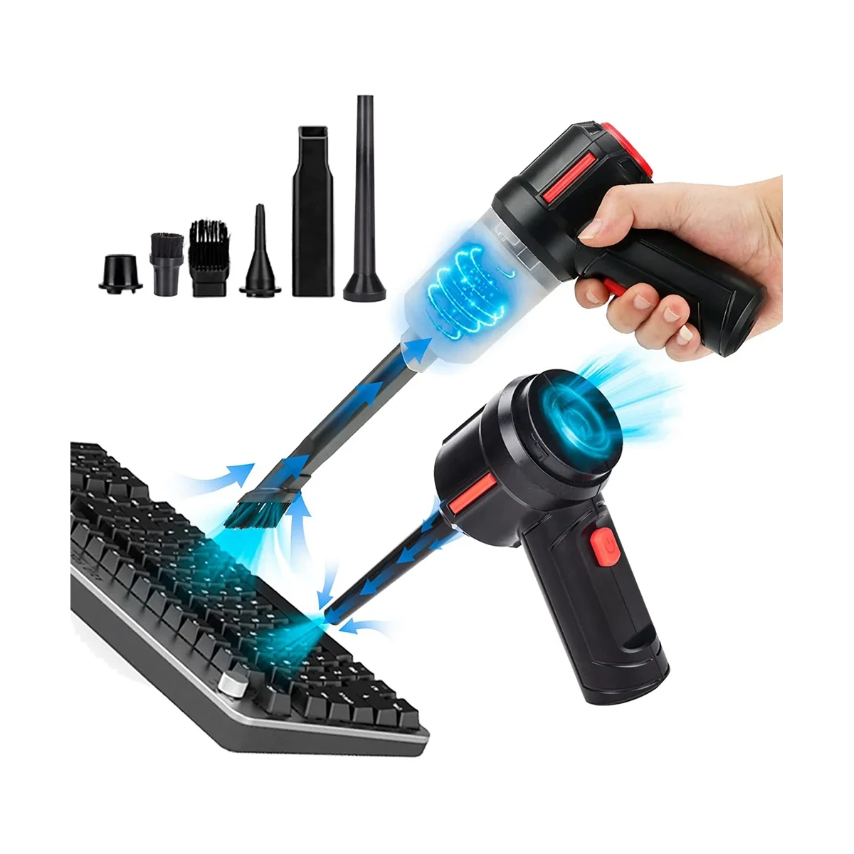 Compressed Air Duster & Mini Vacuum Keyboard Cleaner 3-In-1, Portable Electric Air Can, Cordless Computer Cleaning Kit