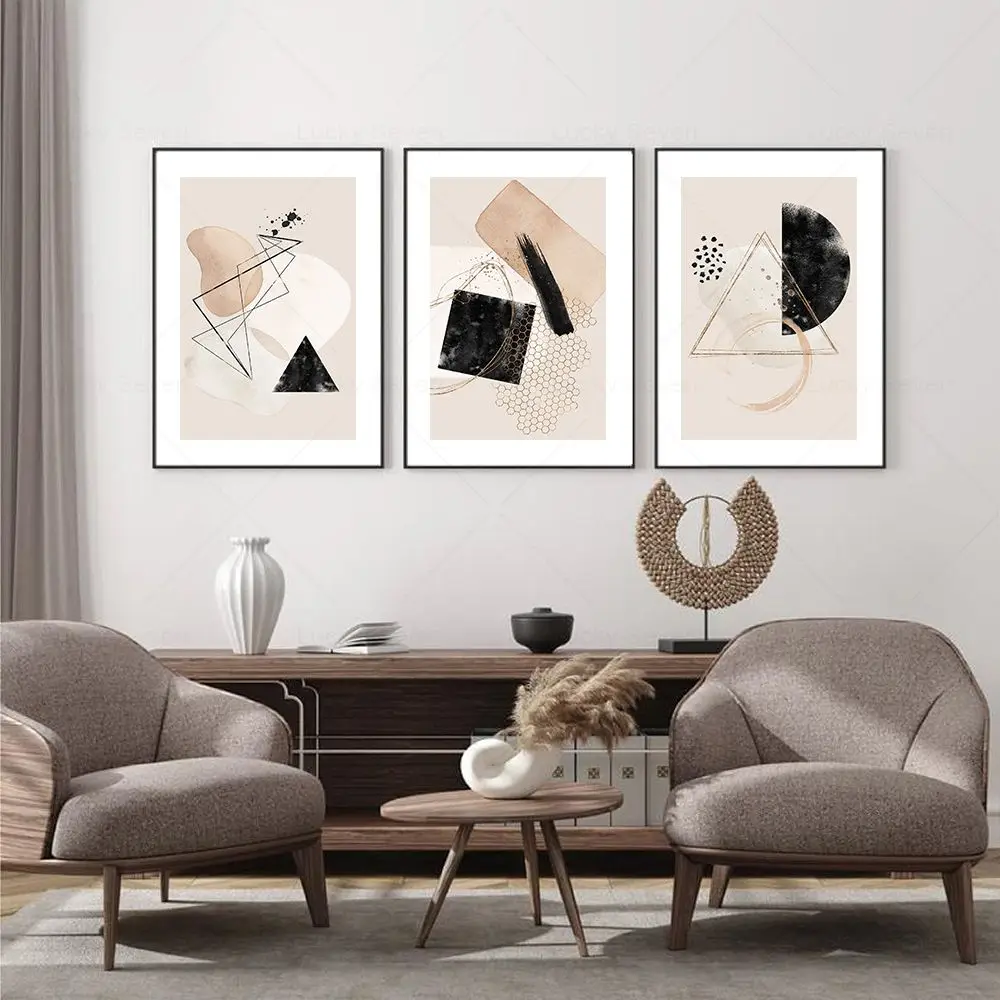 بوهو مجردة هندسية البيج الوردي المائية المشارك الحديثة الرسم على لوحات القماش الجدارية طباعة صورة غرفة المعيشة ديكور المنزل