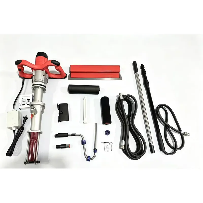 Portable electric putty sprayers, roller applicators, and grout pumps for wall decoration and waterproofing materials