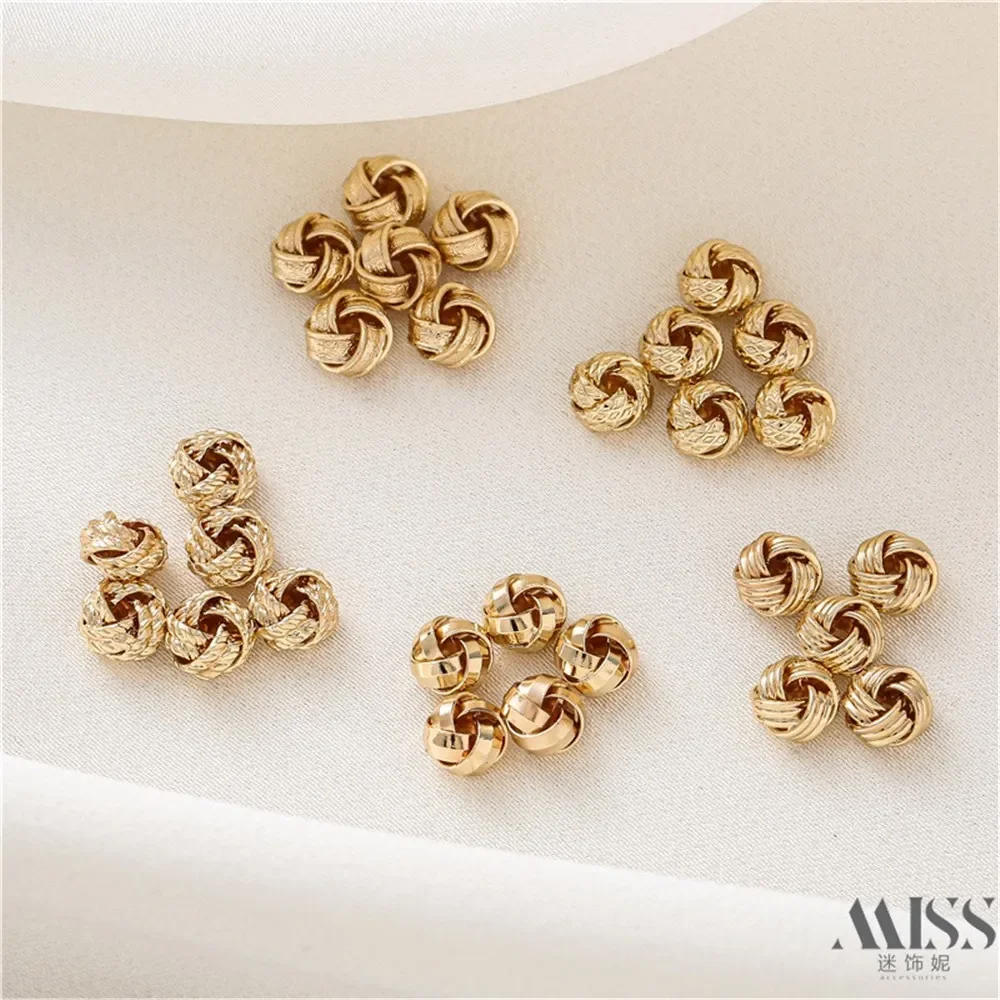 14K Gold Color Knotted Twist Korean Ball Pineapple Knot Wool Ball Bead-separated DIY Bracelet Necklace with Bead Accessories