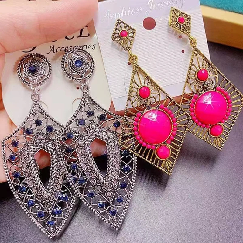 10/20Pairs/Lot Vintage Ethnic Style 925 Silver Needle Women\'s Earrings Europe And America Exaggerate Mixed Drop Earrings Jewelry