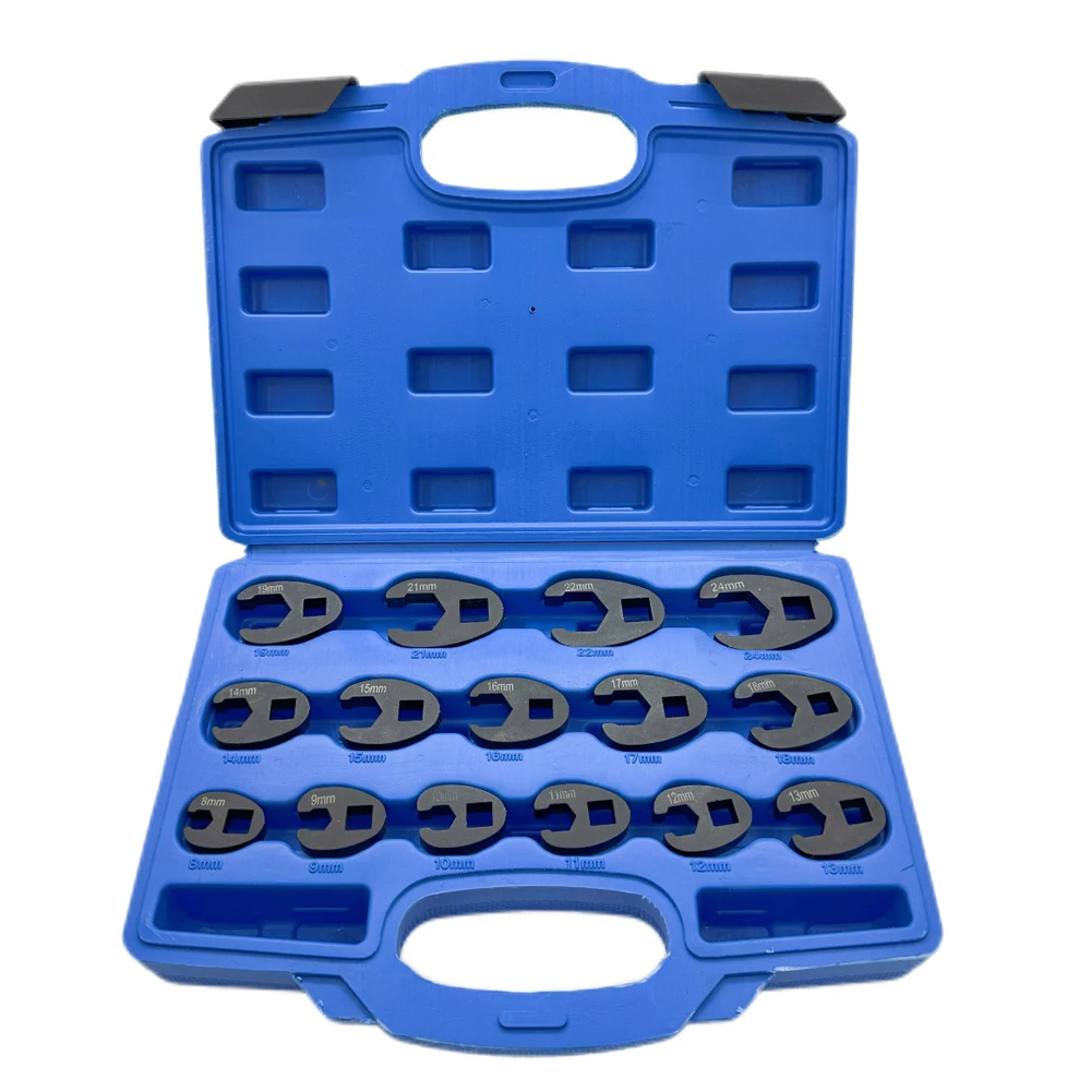 

15Pcs Crowfoot Wrench Set for 8-24mm Trumpet Nuts, Suitable for 3/8" and 1/2" Drive Ratchet Extensioners, for Nut Removal