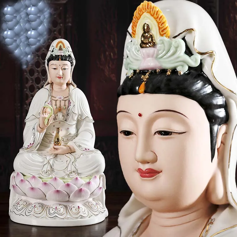 30CM 5A high grade Porcelain GUAN YIN PU SA BUDDHA home Altar shop Worship efficacious Talisman family Goddess Mascot statue