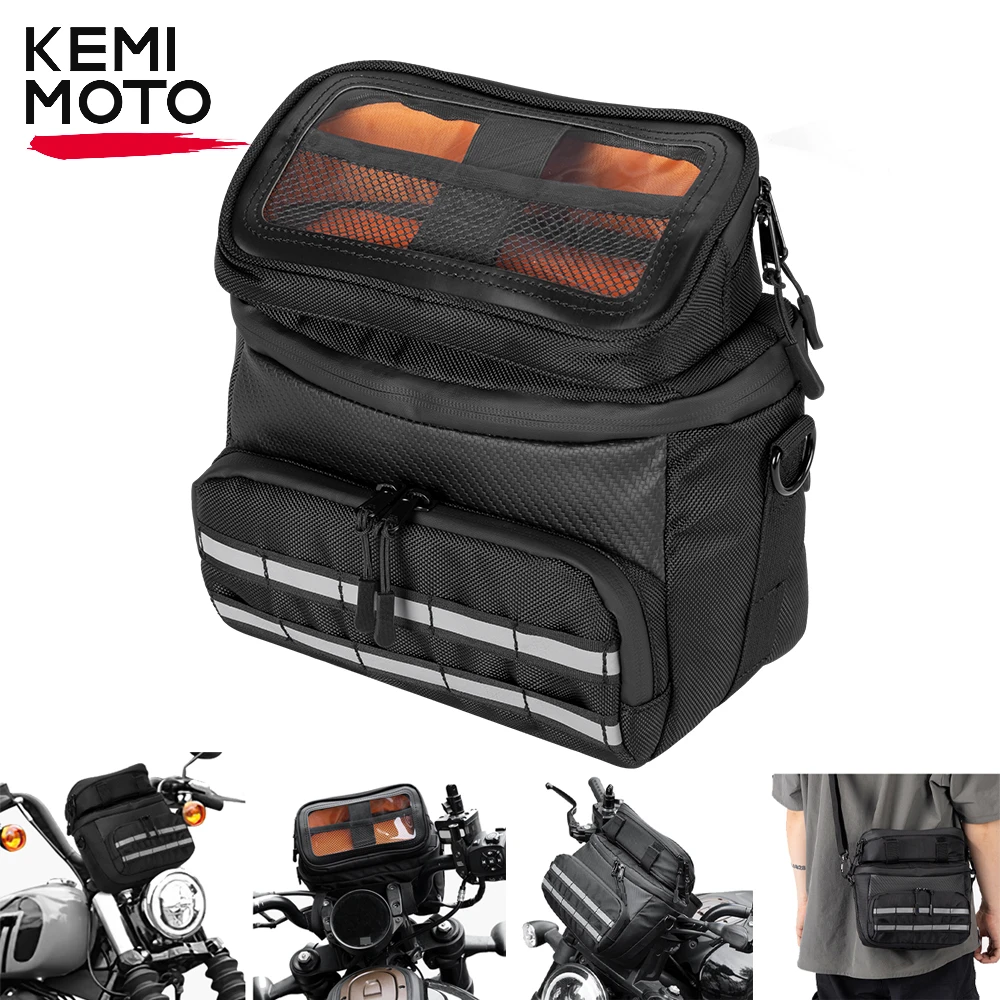 

Universal Motorcycle Handlebar Bags Motorcycle Tool Phone Bag Sissy Bar Bag for Motorbike Bicycle Cruiser Softail Dyna Sportster