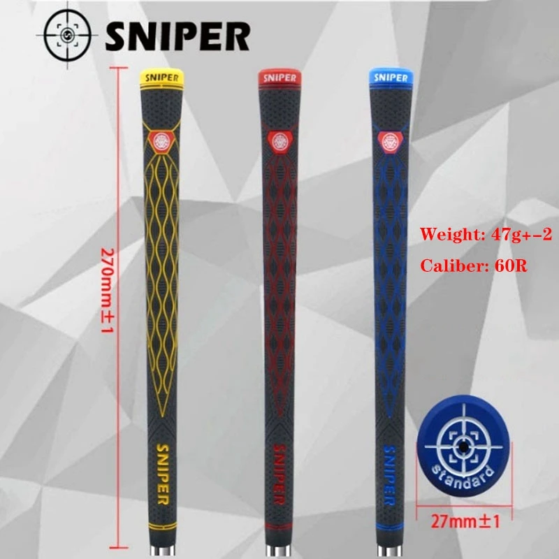 Golf Club Grips for Men, Standard Rubber, Non-Slip, Durable Sniper Golf Irons and Woods, Universal Grip