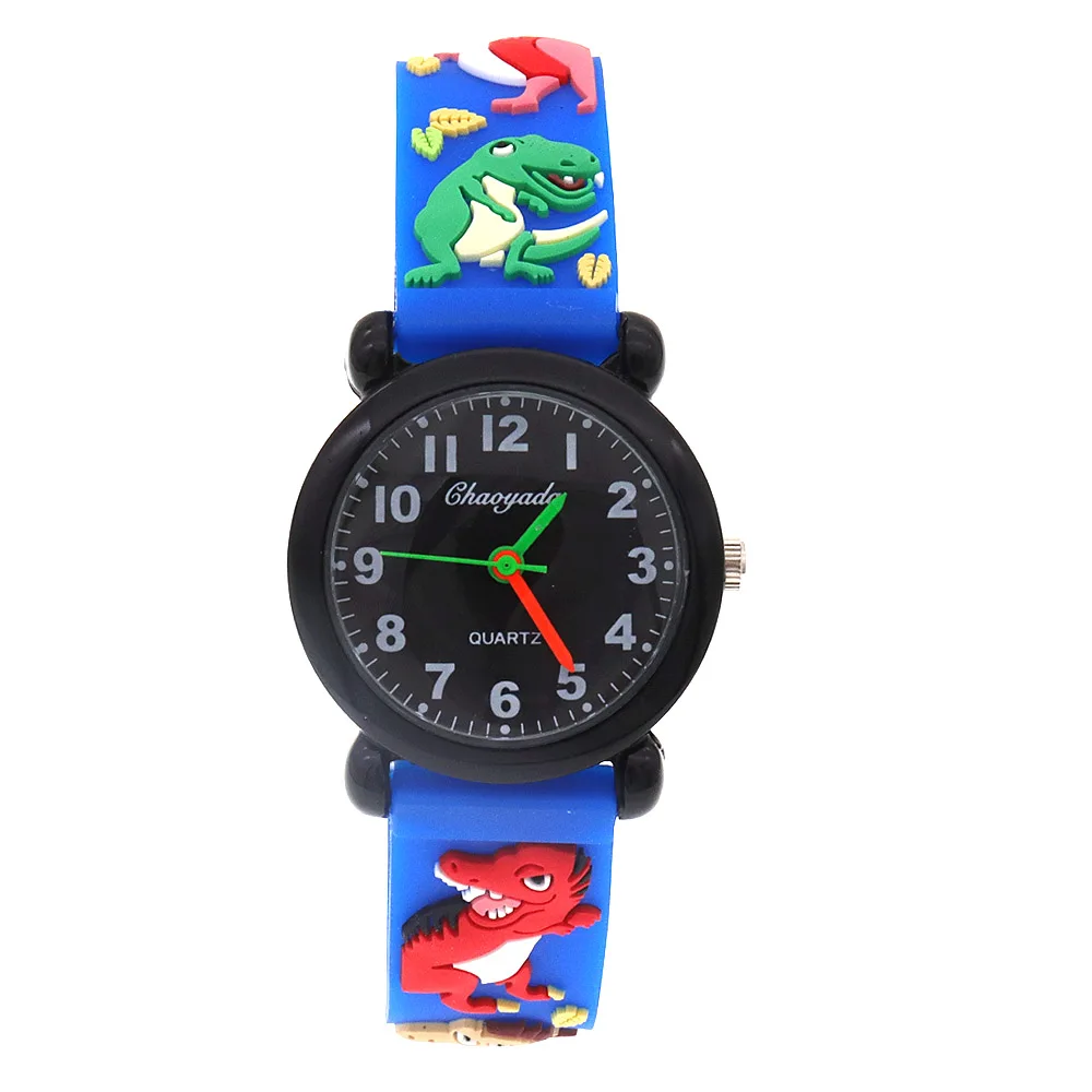 Neue Sommer Jungen Mädchen Mode Dinosaurier Silikon armband Quarzuhren Kinder Kinder Studenten coole wasserdichte Digitaluhren schwarz