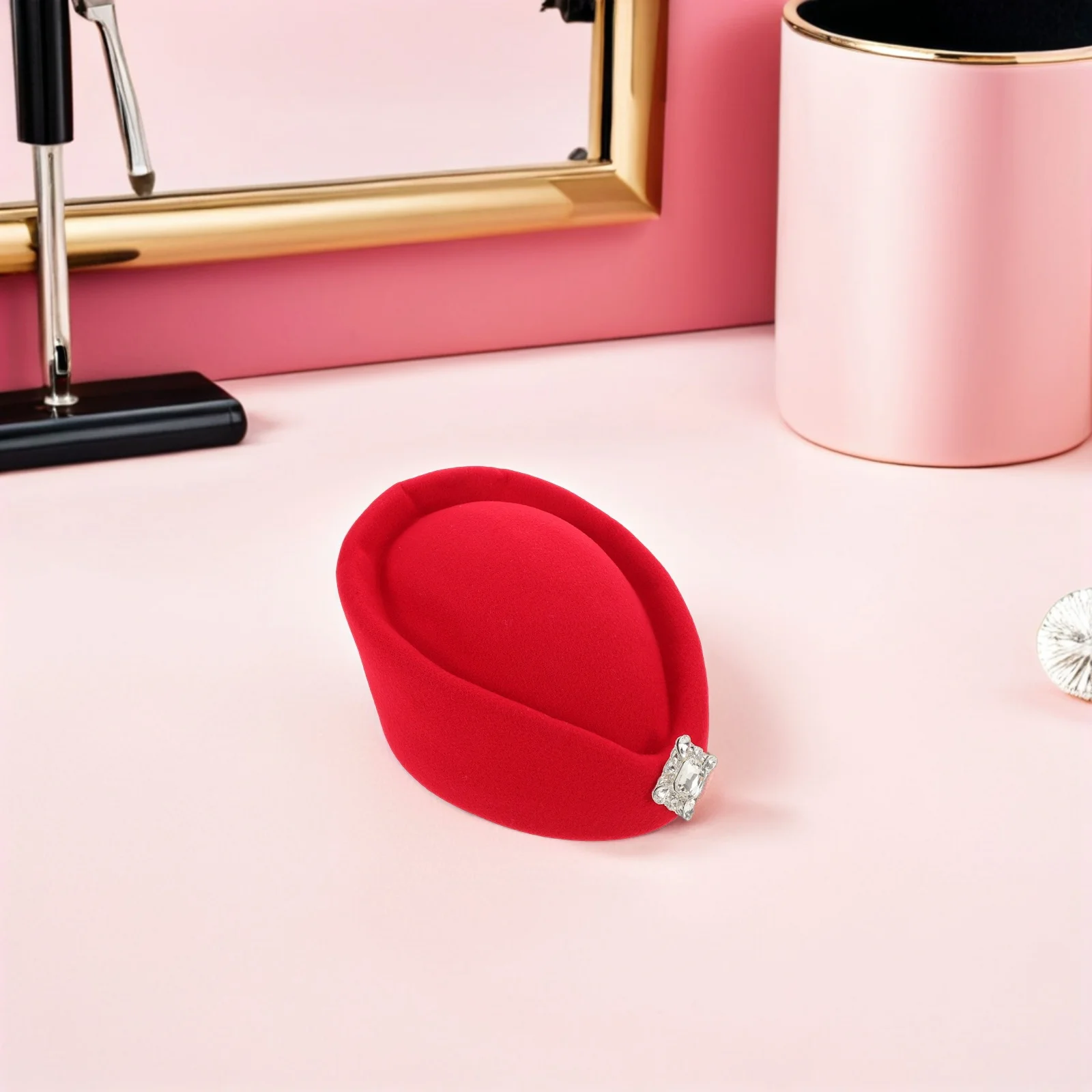 

British Style Beret Hat For Women Red Air Hostess Cap Flight Attendant Costume Stewardess Uniform Cosplay Event