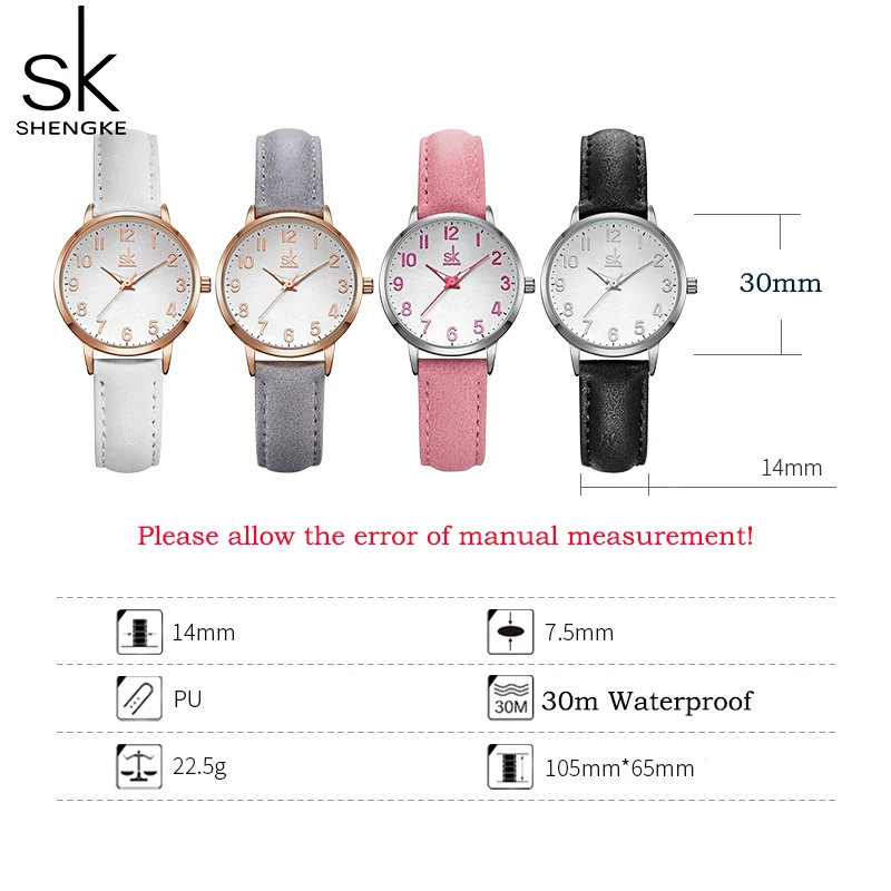 SHENGKE Fashion Women Watches Original Design Students Quartz Wristwatches Girl\'s Small Dial PU Strap Clock Relogio Feminino