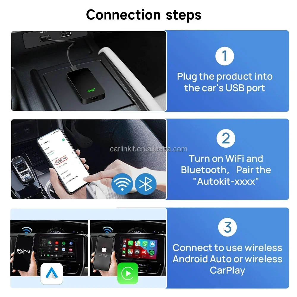 متوفر في المخزون ملحقات السيارات Carlinkit 5.0 2air Motos دراجة نارية لاسلكية Carplay نظام تحديد المواقع سيارة Play Ai Box أندرويد السيارات للدراجات النارية
