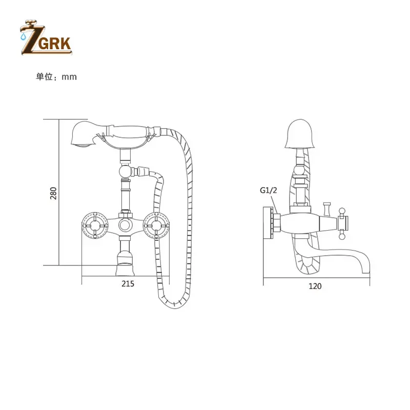 Imagem -06 - Zgrk Torneiras da Banheira de Bronze Torneira do Banheiro Misturadora Wall Mounted Bath Faucet com Chuveiro Mão Bronze Antigo Banho Chuveiro Conjunto