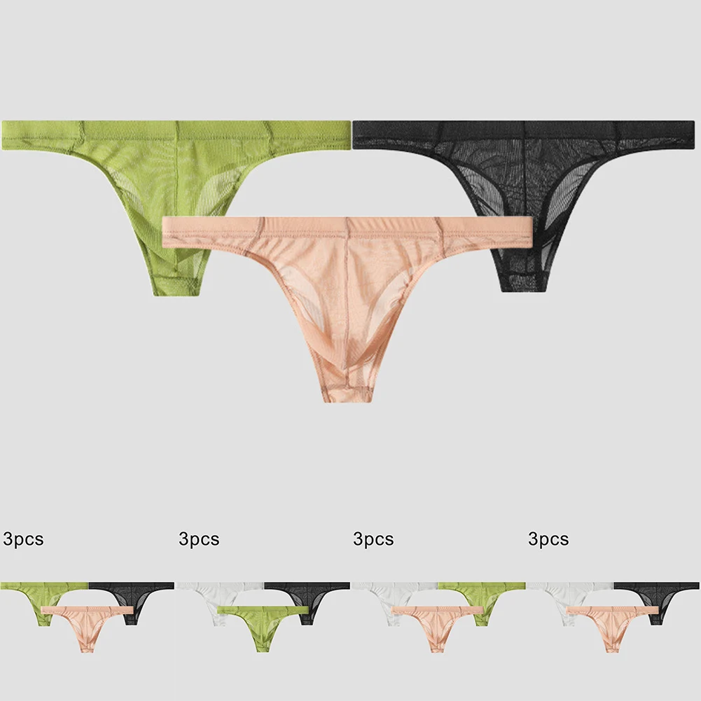 

Комплект из 3 мужских прозрачных стрингов-танга с низкой посадкой, очень соблазнительное японское белье, дышащие трусы для мужчин
