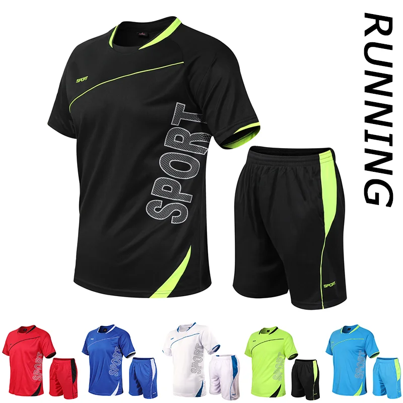 2 Pcs/Set Men's Tracksuit Gym Fitness badminton Sports Suit Clothes Running Jogging Sport Wear Exercise Workout set sportswear