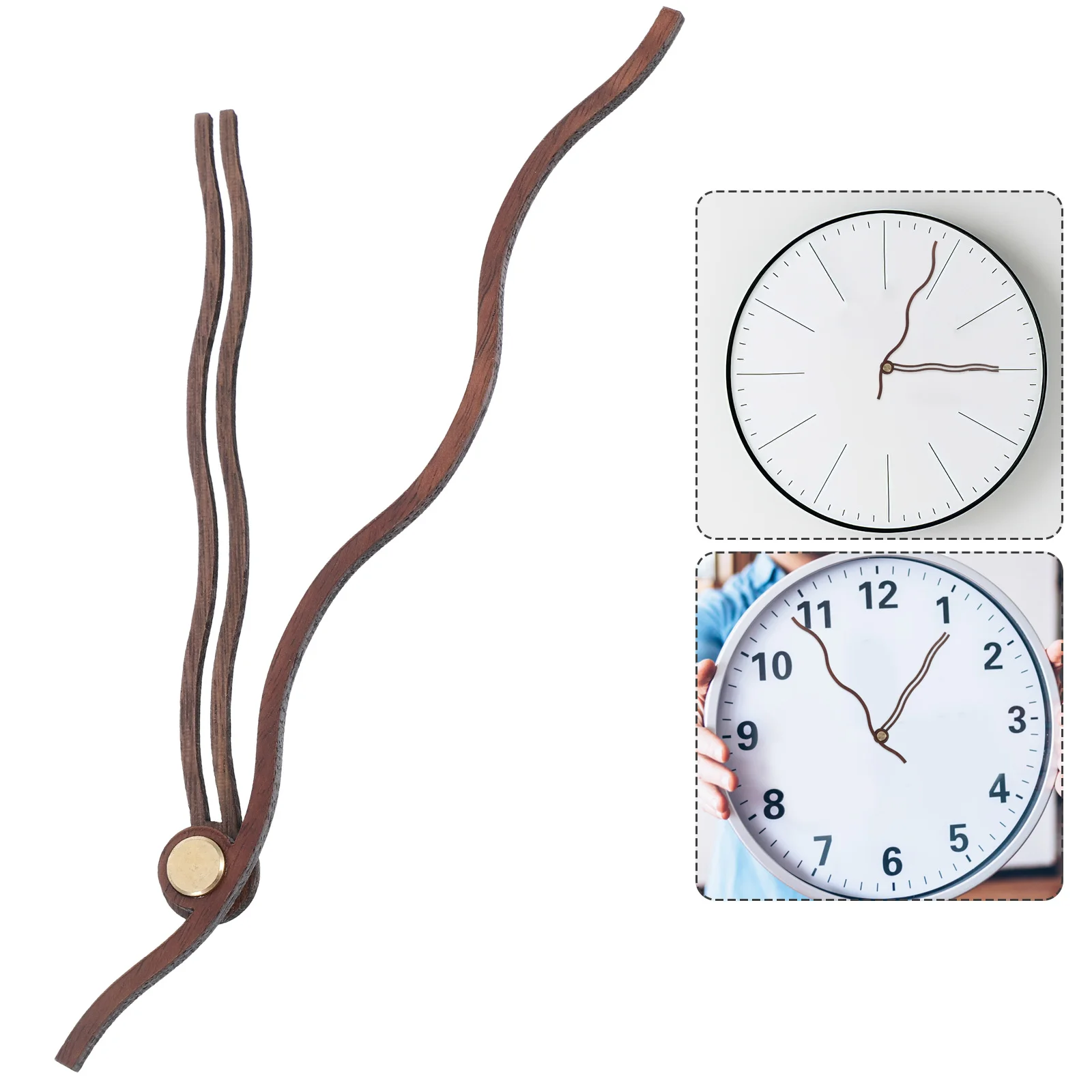 

5Sets Wooden Clock Hands Kit with Cross Stitch Copper Sleeves Unique Artistic Touch for DIY Enthusiasts Clock Hand Kit