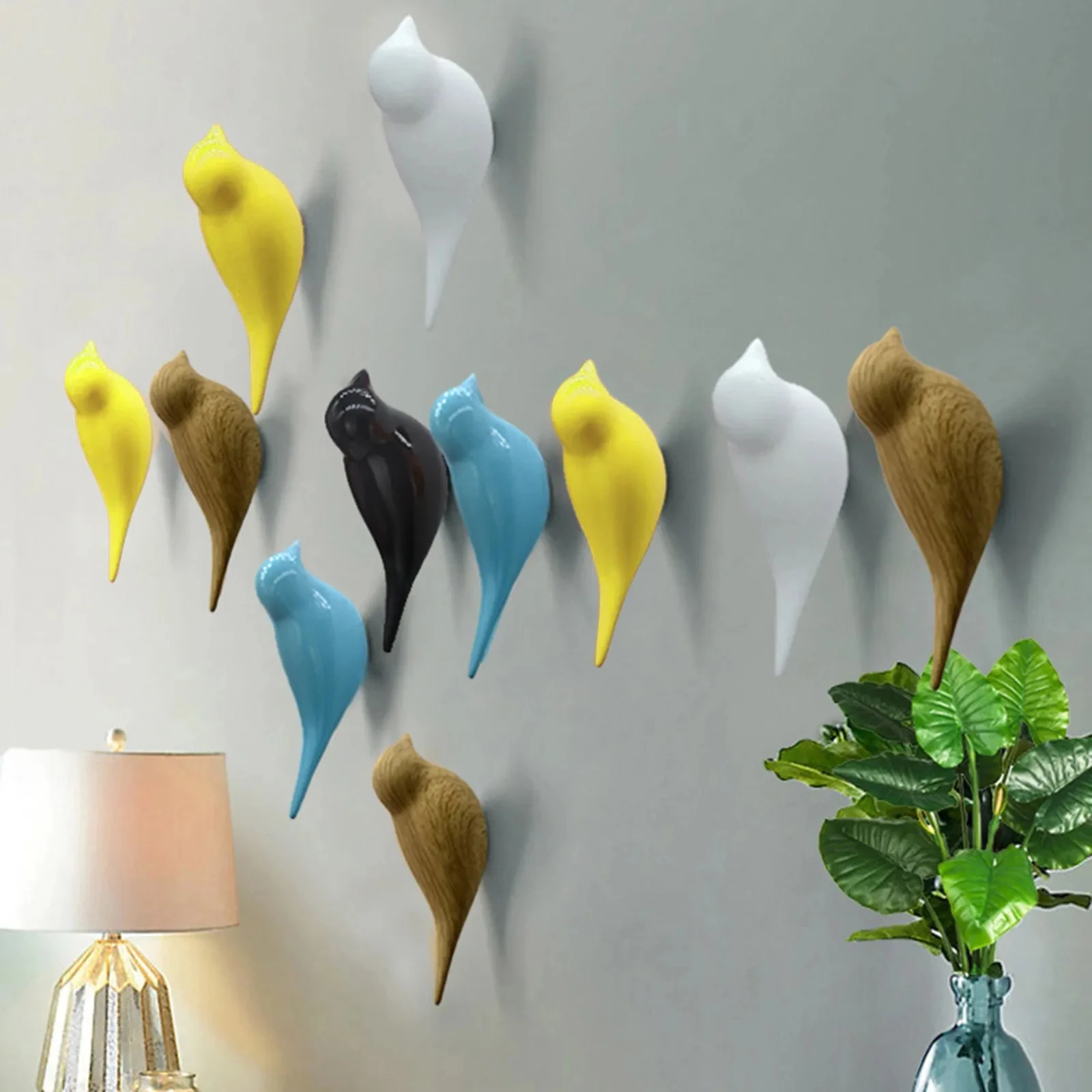 Bird Wood Wall Hook Purse And Backpack Hanger Home Coat Hook Hook Creative 3d Hook Grain Resin Decoration Tools & Home