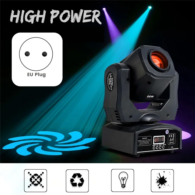 【Superdeals】Spotlight Moving Head 60W LED Source Stage Lighting For Party Disco Performance Bar Event Dance Wedding Event Durabl