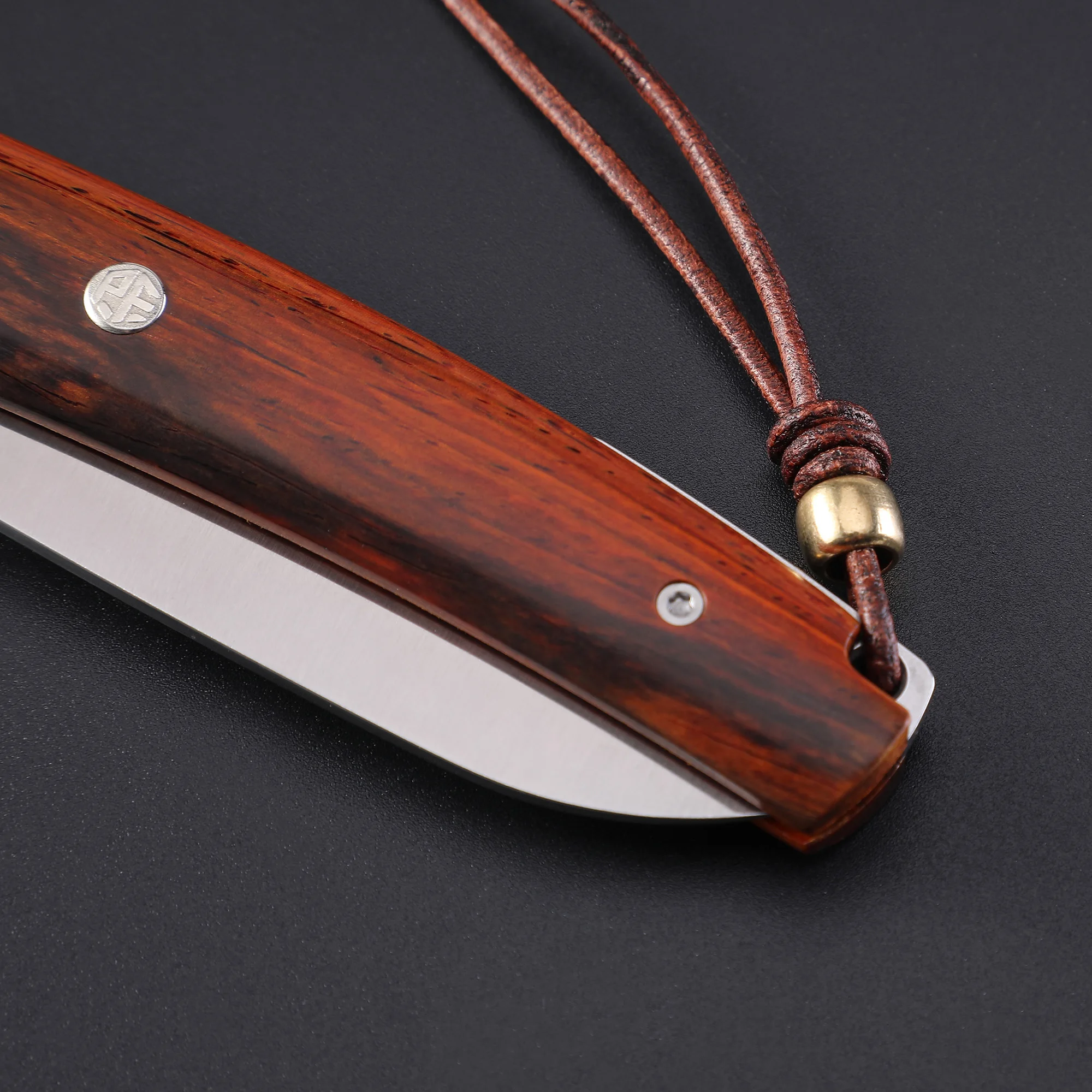 Petrified Fish Jackknife 12C27N Steel EDC Folding Knife Wooden Handle Outdoor Camping Fish Pocket Knife Hunting Hand Tool PF719