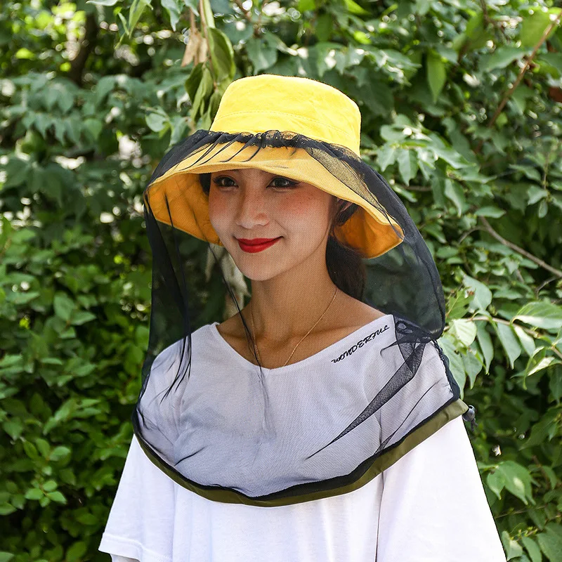 Outdoor Mosquito Head Mesh Nets, Gardening Hat Insect-proof Hat For Hiking Camping Fishing