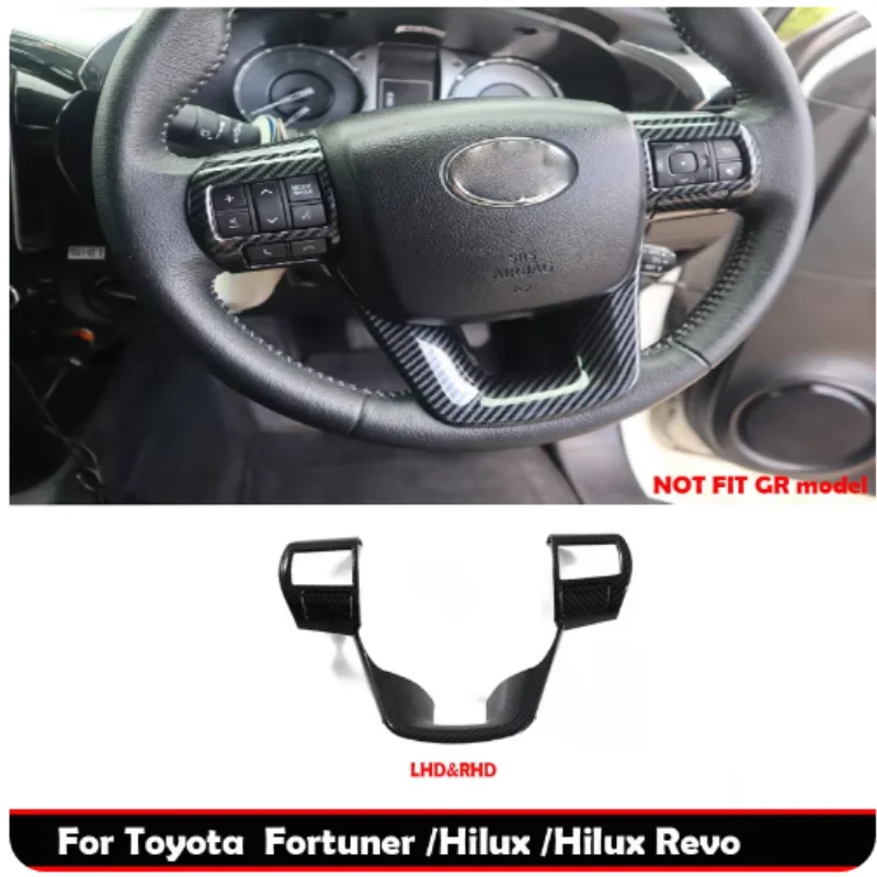 

For Toyota Fortuner16-2022/Hilux/Hilux REVO ABS Carbon Steering Wheel cover direction Control Button Frame interior Accessories