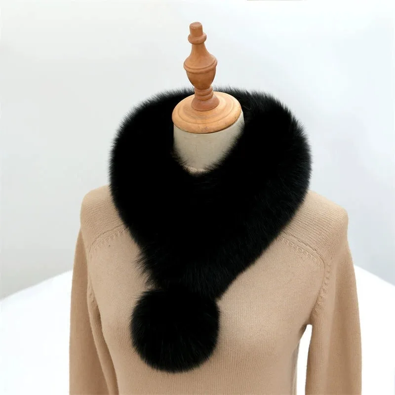 Chauffe-cou en fausse fourrure de renard pour femme – Écharpe épaisse et chaude avec col en fourrure, accessoire d'hiver de style de luxe élégant pour stimuler le tempérament