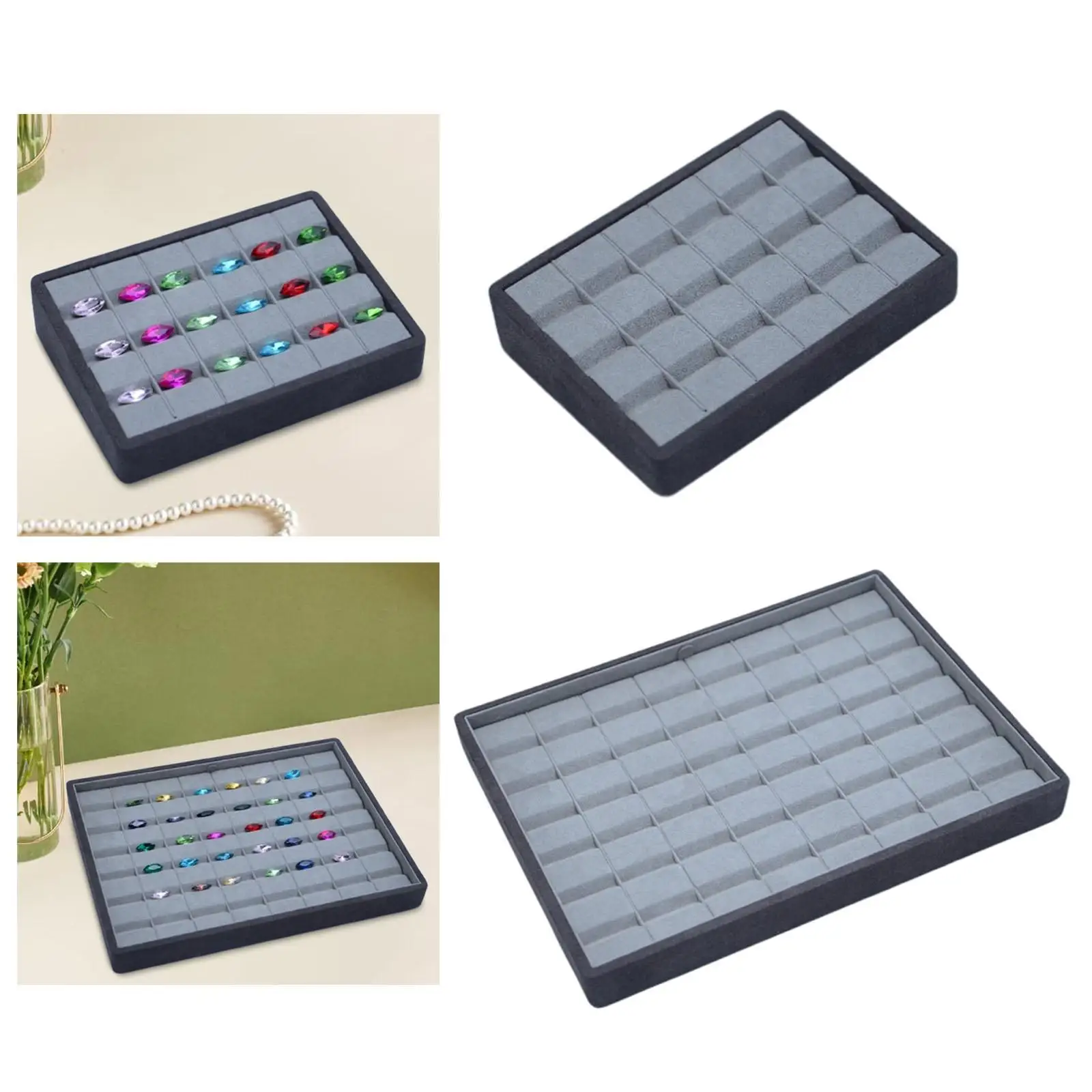 Gemstone Display Tray Showcase Multifunction Portable Jewelry Display Tray for Dresser Shopping Mall Stores Live Broadcast Home
