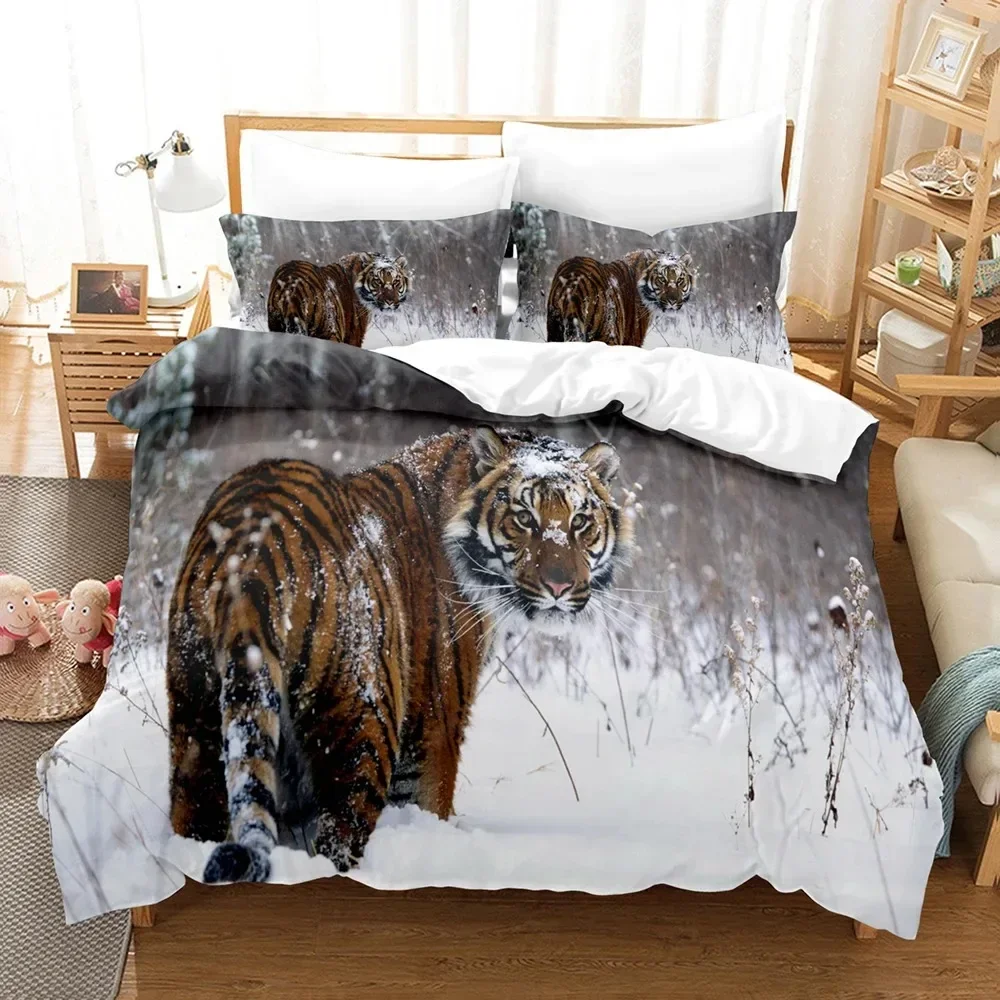 

3D Animal Tiger Printed Brown Bedding Set Single Twin Double Queen King Cal King Size Bed Linen Set