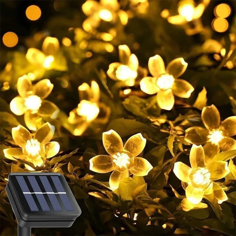 1pc 20/50/100Led Solar String Sakura Flower Cherry Flower Lights LED Outdoor Waterproof Festival Garden Decorative Lights