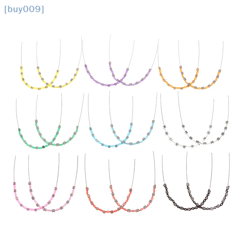 2Pcs/Pack Colorful Hook Temporary Tooth Decoration With Metal Wires Metal Bracket Orthodontic Ligature Ties Dental Decorations