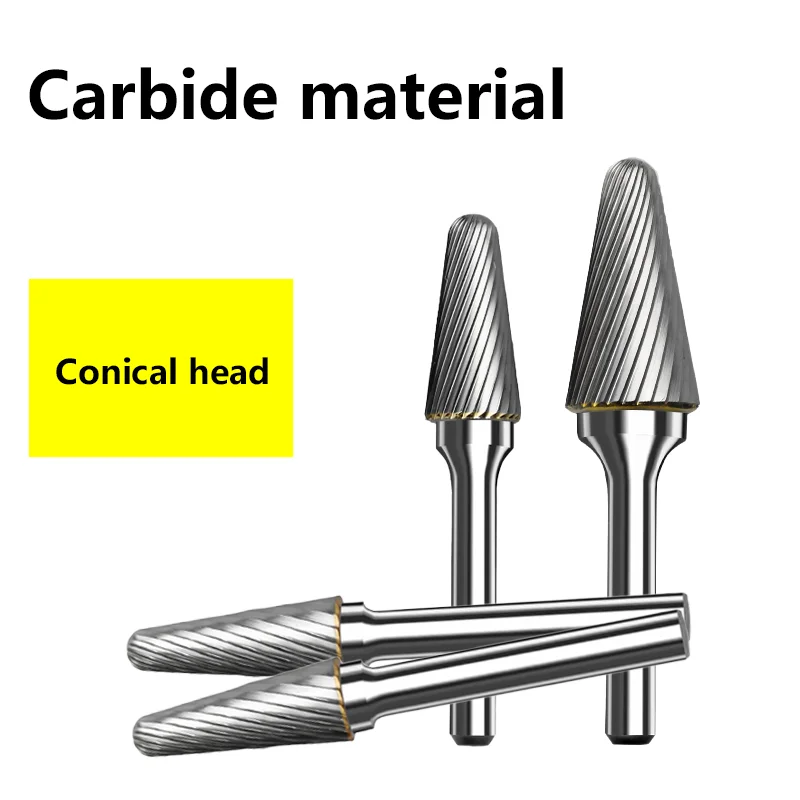 Imagem -06 - L-tipo Tungstênio Aço Duro Liga Giratória Metal Moagem Cabeça Cortador Chato Cônico Cúpula Arquivos Rotativos 1pc