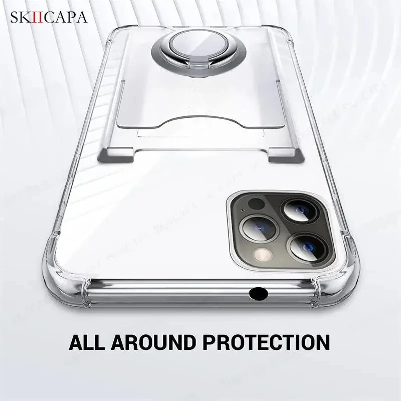 Picture 4: Card Slot Clear Phone Case for iPhone 17 Pro Max 17 Air Ring Holder Shockproof Soft Back Cover Stand Funda for iPhone 17Pro