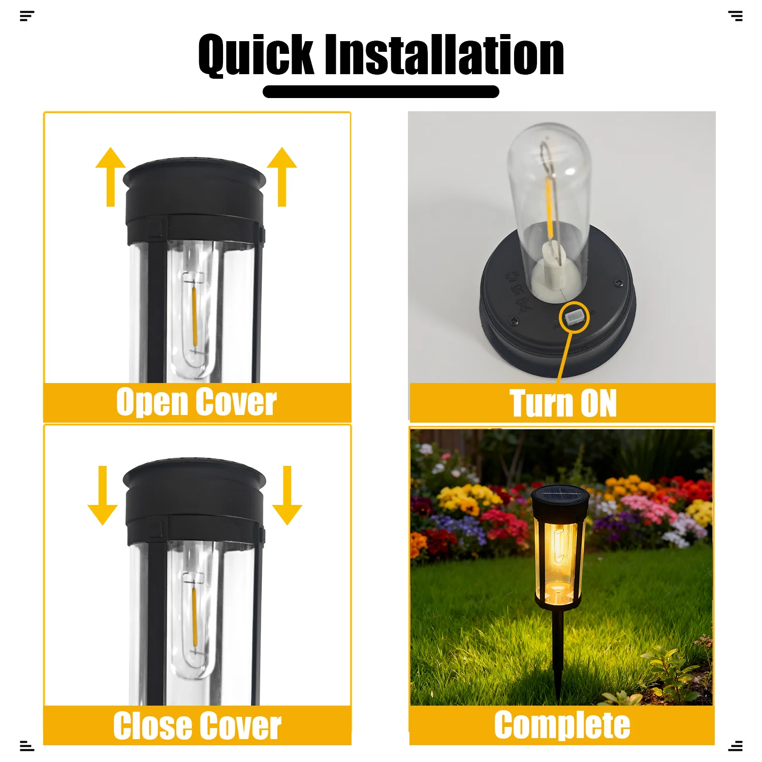 Solar LED Filament Lawn Light Outdoor Waterproof Lamp for Garden Yard Decoration
