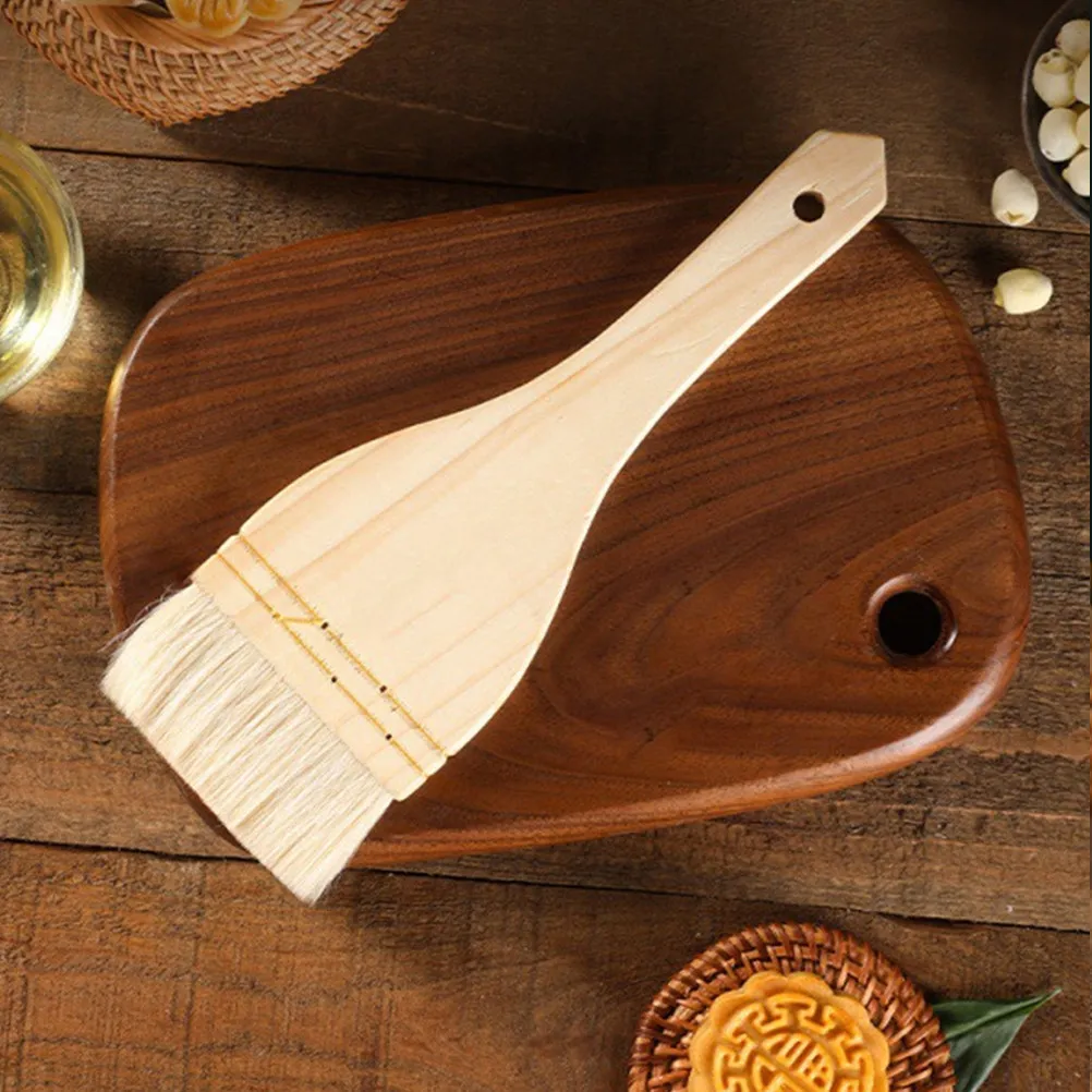 2Pcs Versatile Wool Basting Brush Non Slip Handle Hanging Storage for Grilling Bbq Baking Egg Wash Oil Sauce Pastry Cooking