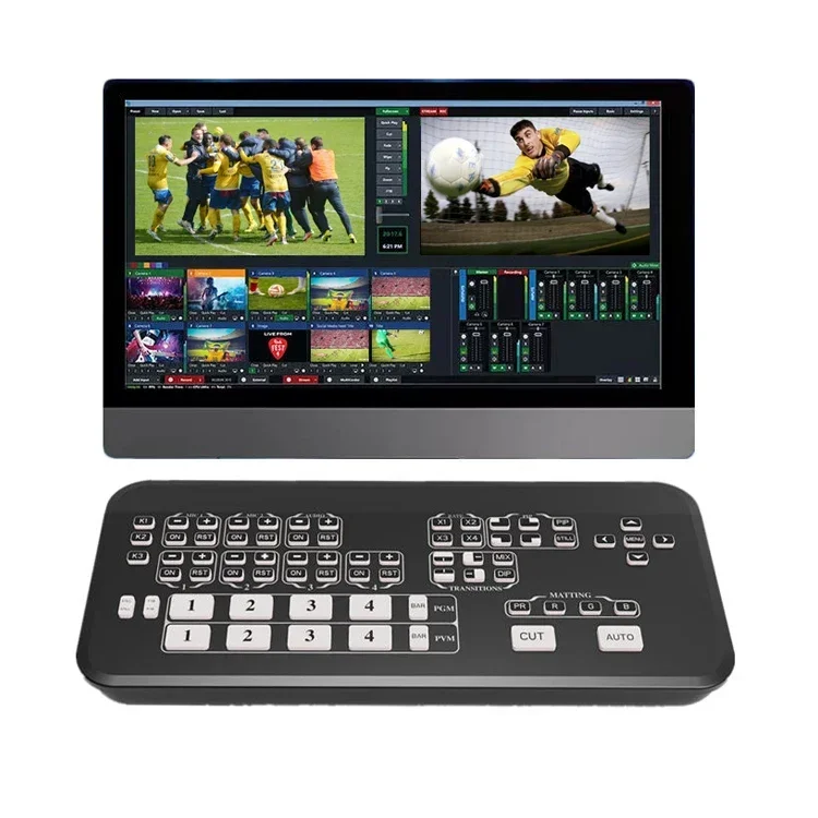 2025 Broadcast Stream Seamless Switch 4 Channel HDMI Live Streaming Switcher Camera Video Capture Mini Mixer TV