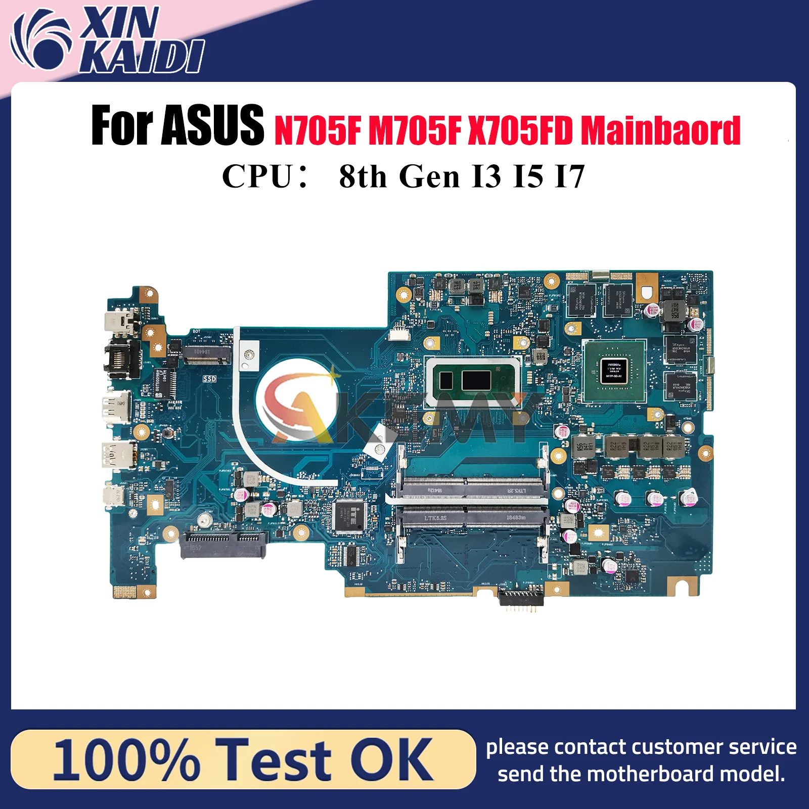 

X705FD Laptop Motherboard For ASUS VivoBook X705F M705F X705FN N705F Notebook Mainboard With I3 I5 I7 CPU tests OK fast shipping