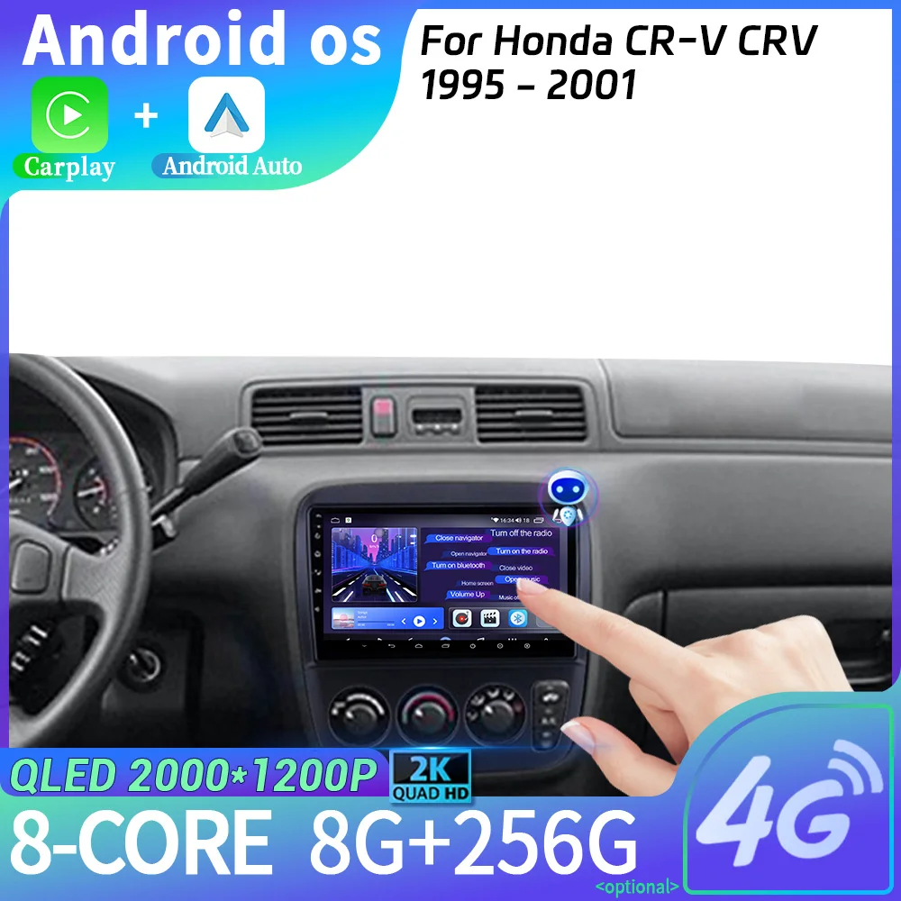 

Android 14 для Honda CR-V CRV 1995-2001 головное устройство 2DIN WIFI беспроводной Carplay стерео экран автомобильное радио мультимедийная навигация