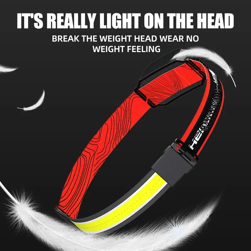 Head Flashlight LED Headlamp USB Rechargeable Head Lamp Withe Red Tailight Outdoor Camping Running Lamp Hiking Hat Headlight