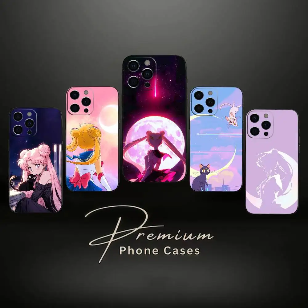 

S-Sailor M-Moons Phone Case For iPhone 17,16,15,14,13,12,11 Plus,Pro Max,XS,Soft Black Cover