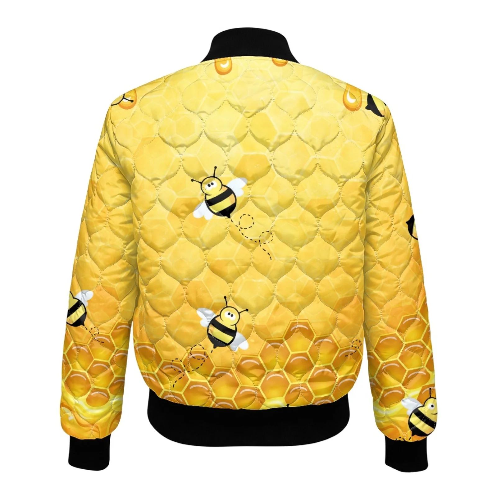 PENSTROLL Bee Women Everyday Wear Long Sleeve Padded Zip Bomber Jacket Cozy Quilted Puffer Jacket for Commuting